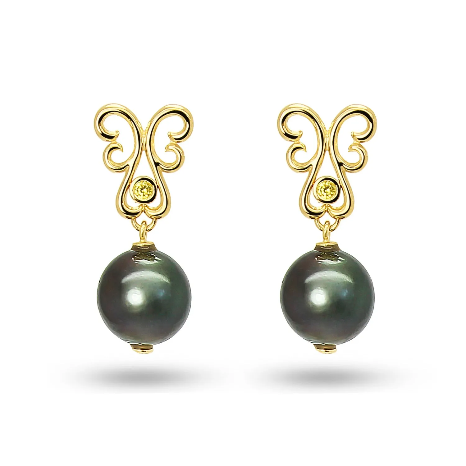 Bespoke Tahitian Black Pearl Drop Earring Set