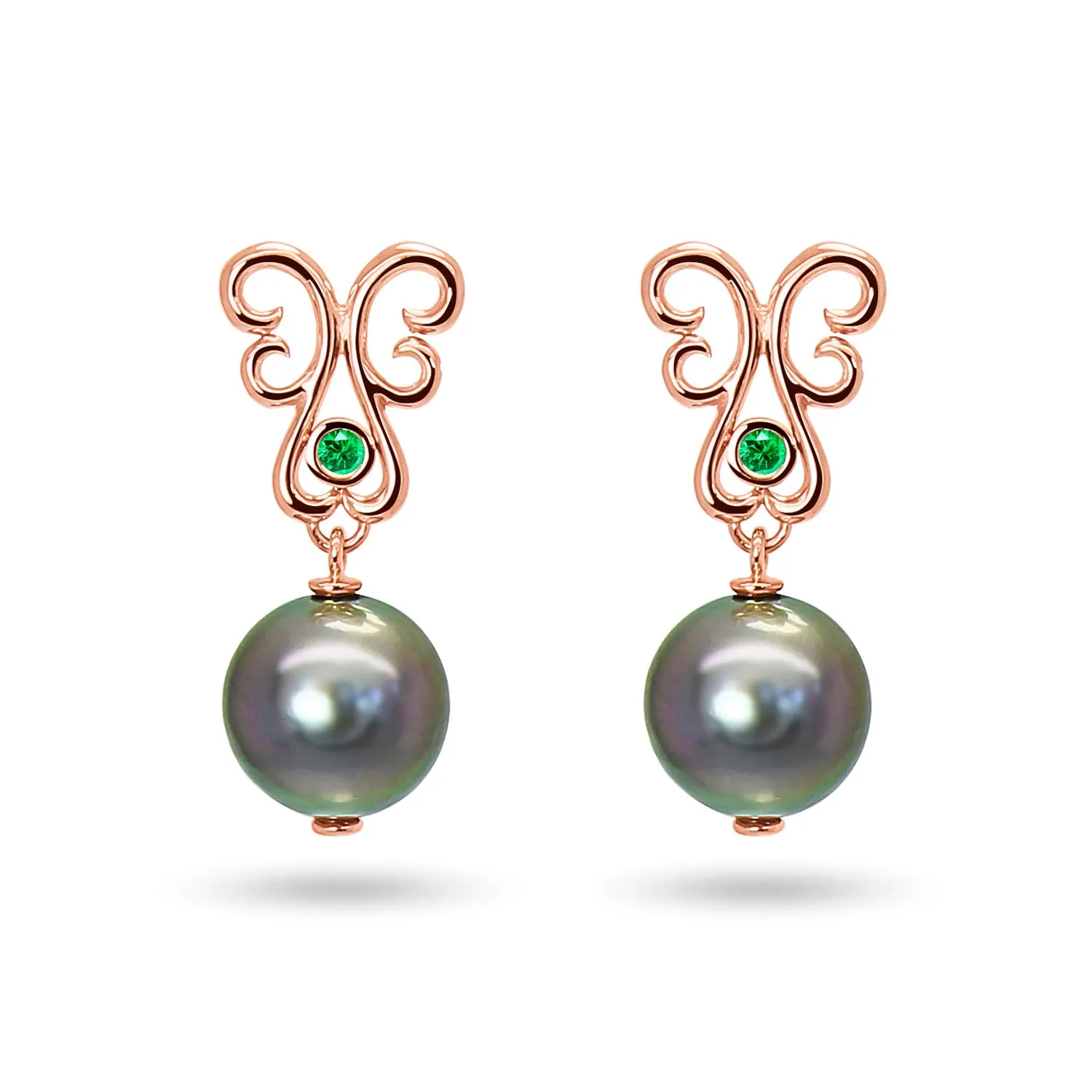 Bespoke Tahitian Black Pearl Drop Earring Set