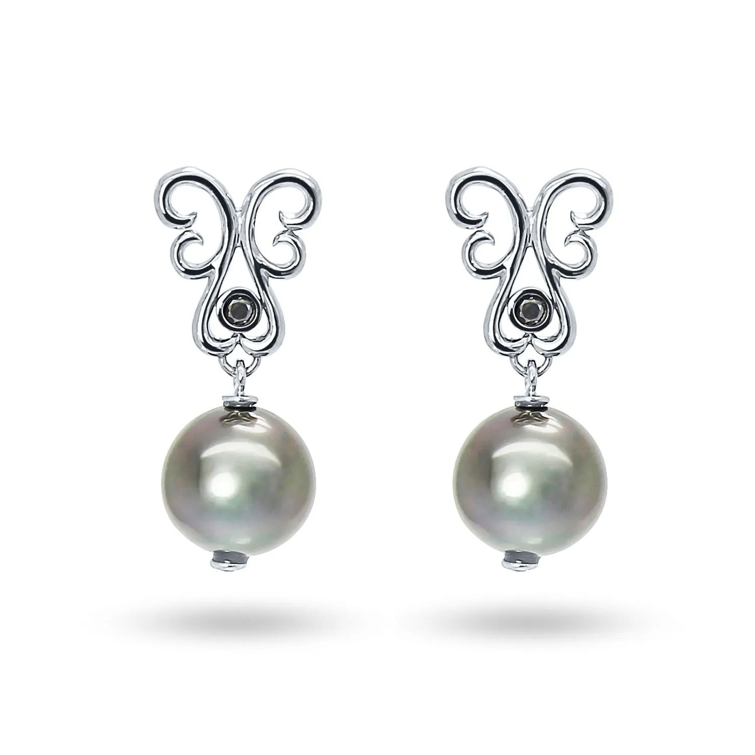 Bespoke Tahitian Black Pearl Drop Earring Set