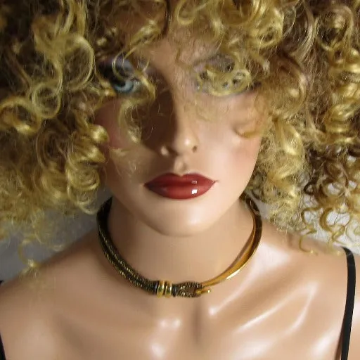 Black & Gold Leather Half Choker