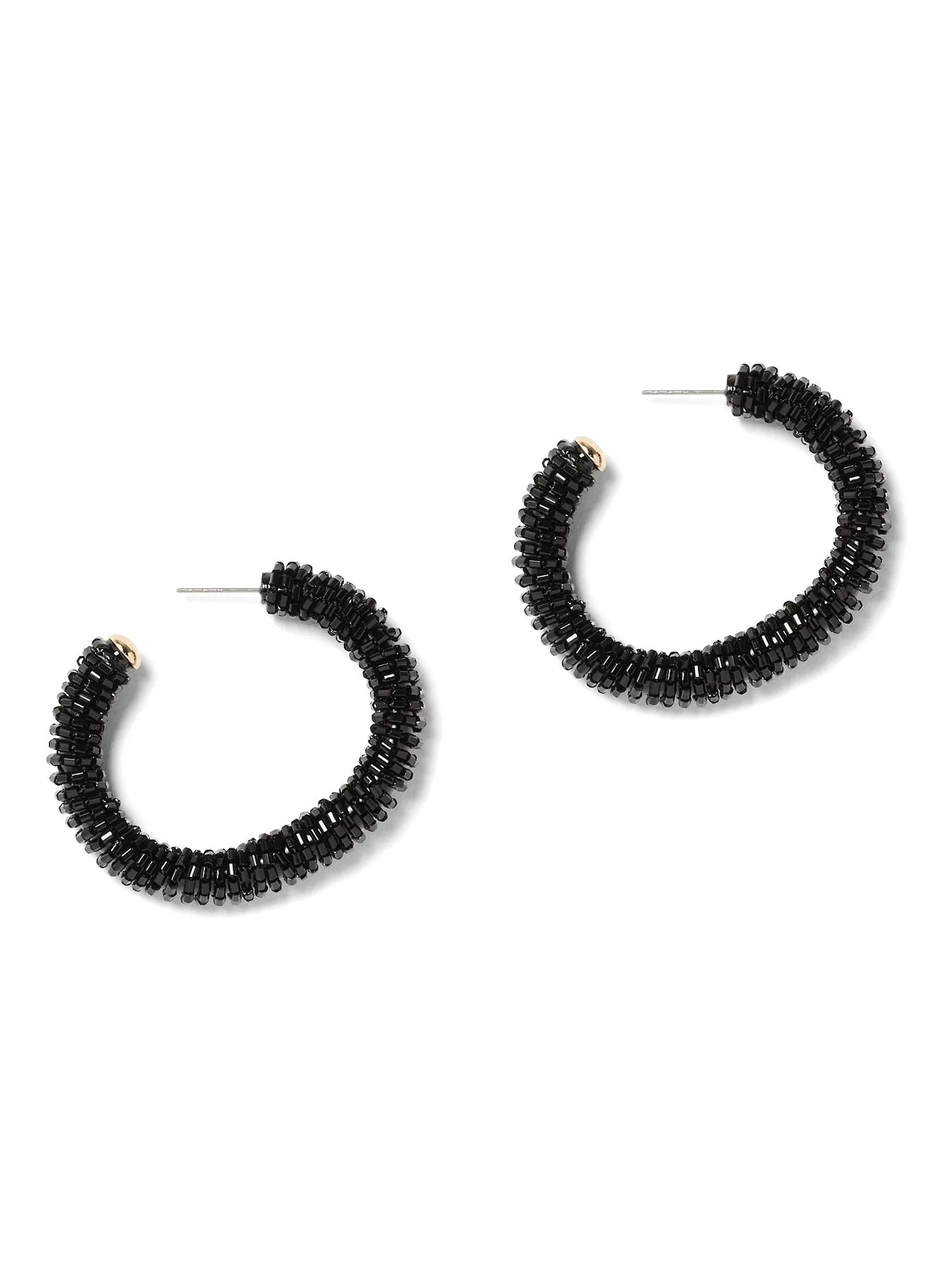 Black Beaded Hoop Earring