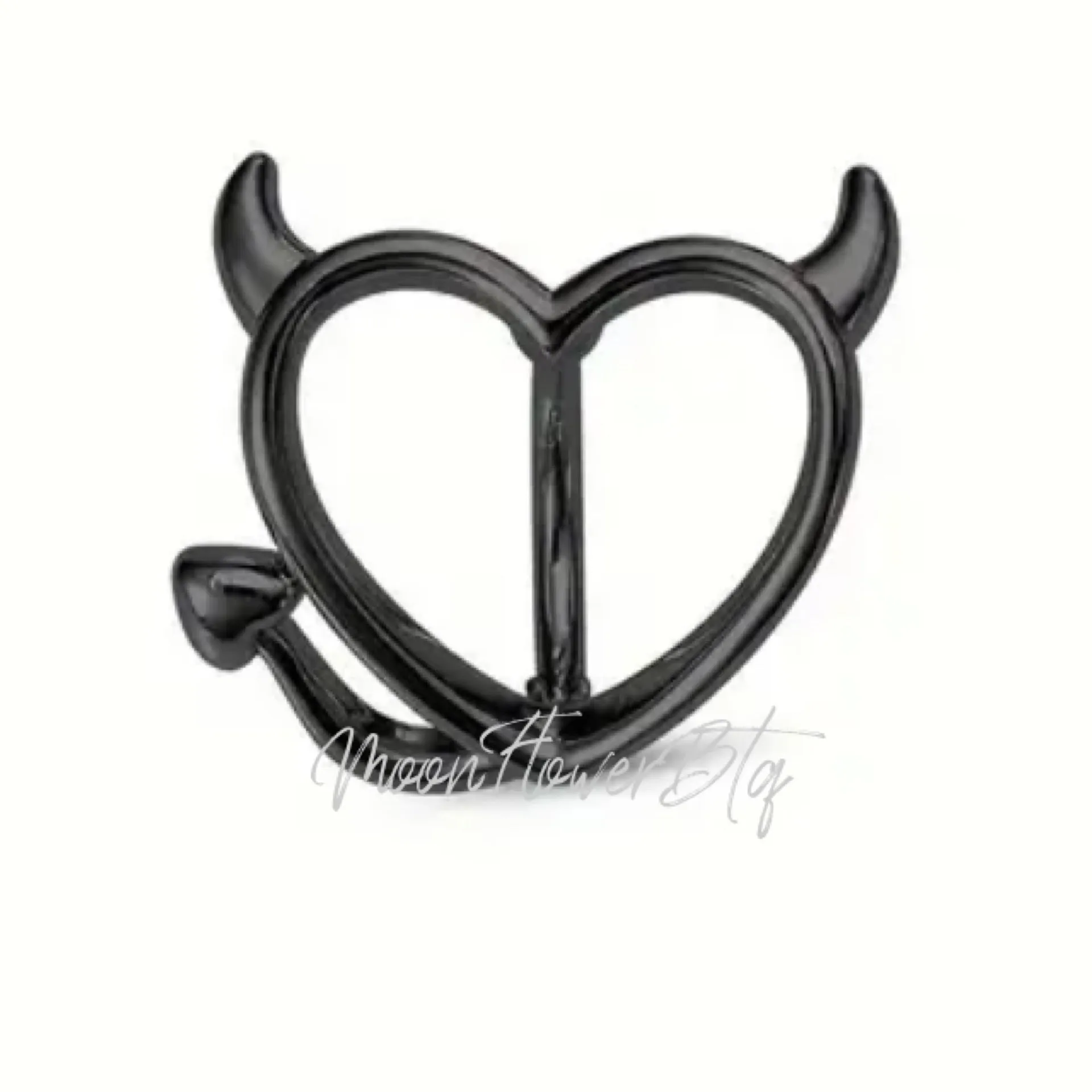 Black Devil Heart Navel Belly Button Ring