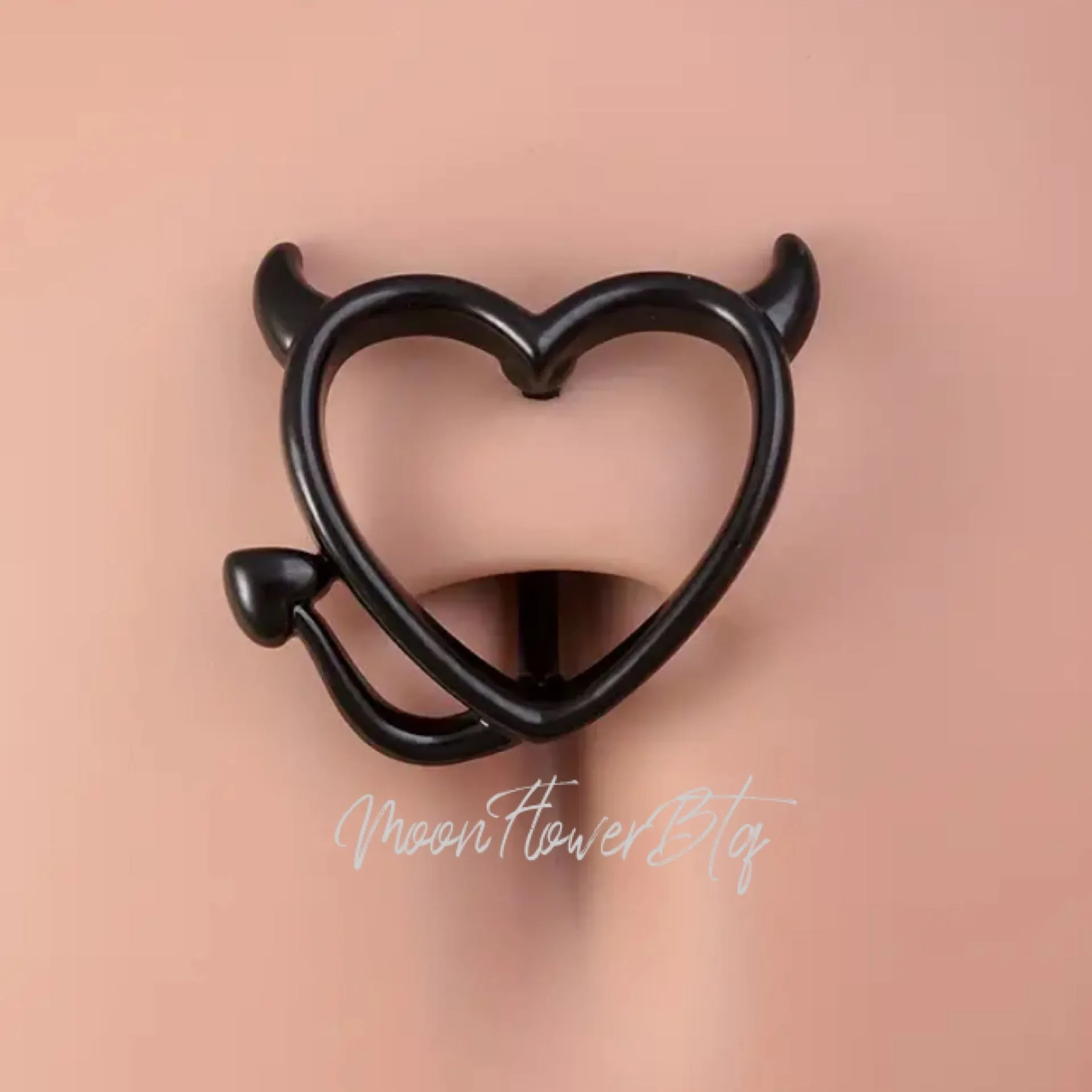 Black Devil Heart Navel Belly Button Ring