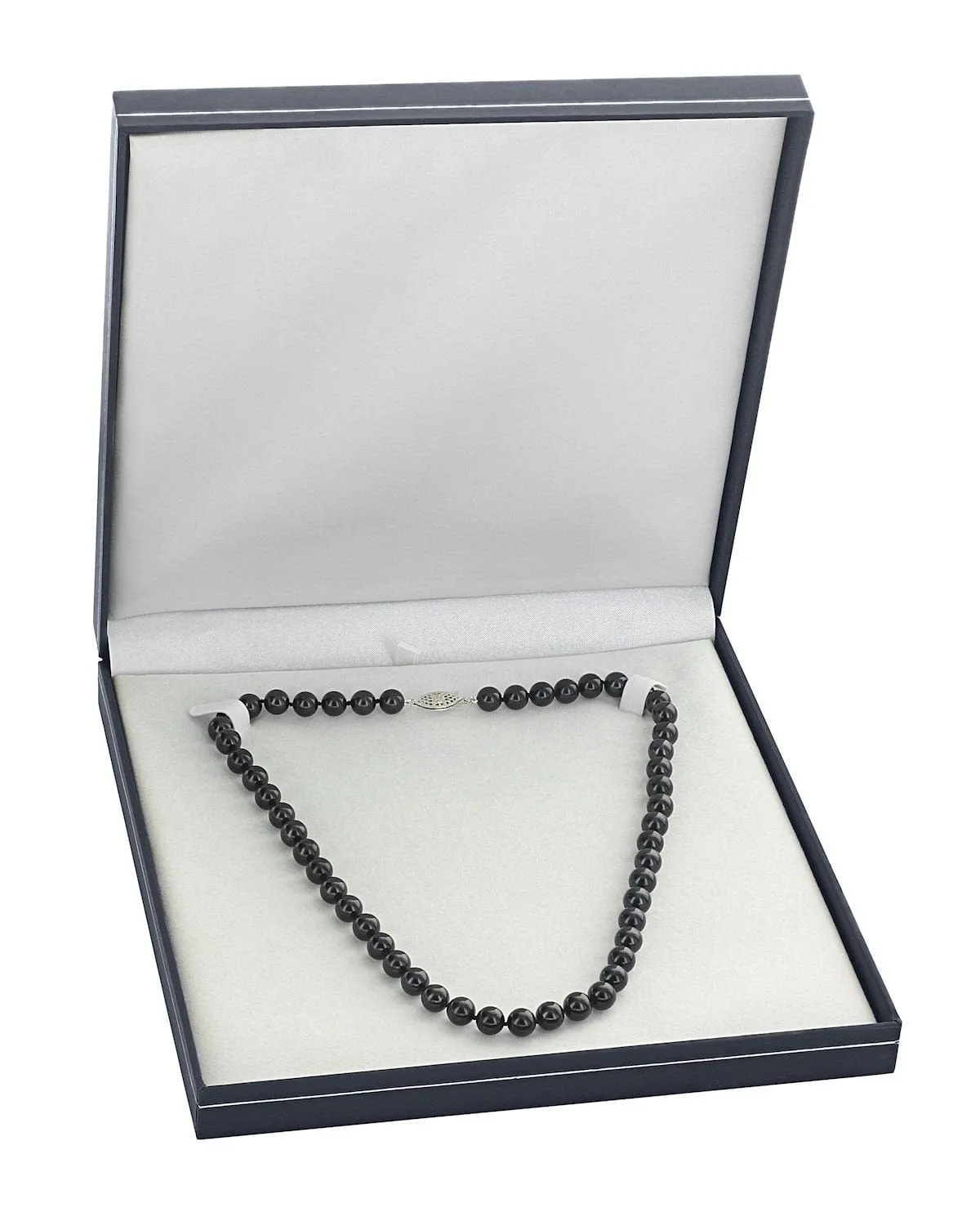 Black Japanese Akoya Black Pearl Necklace, 6.5-7.0mm - AA  Quality