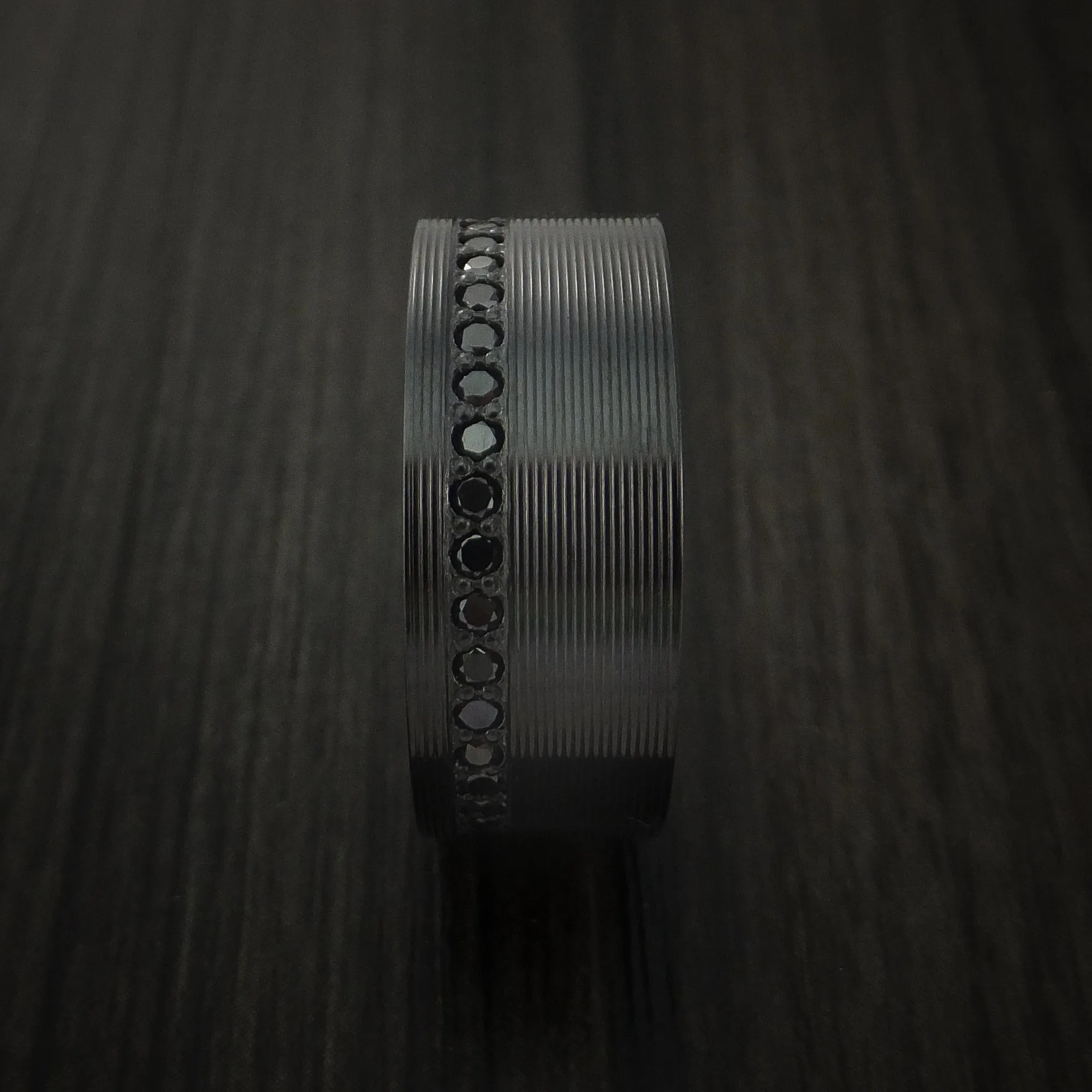 Black Titanium Eternity Men's Band with Stunning Black Diamonds