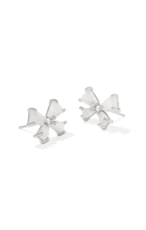 Blair Bow Small Stud Earring in Rhodium Iridescent Drusy