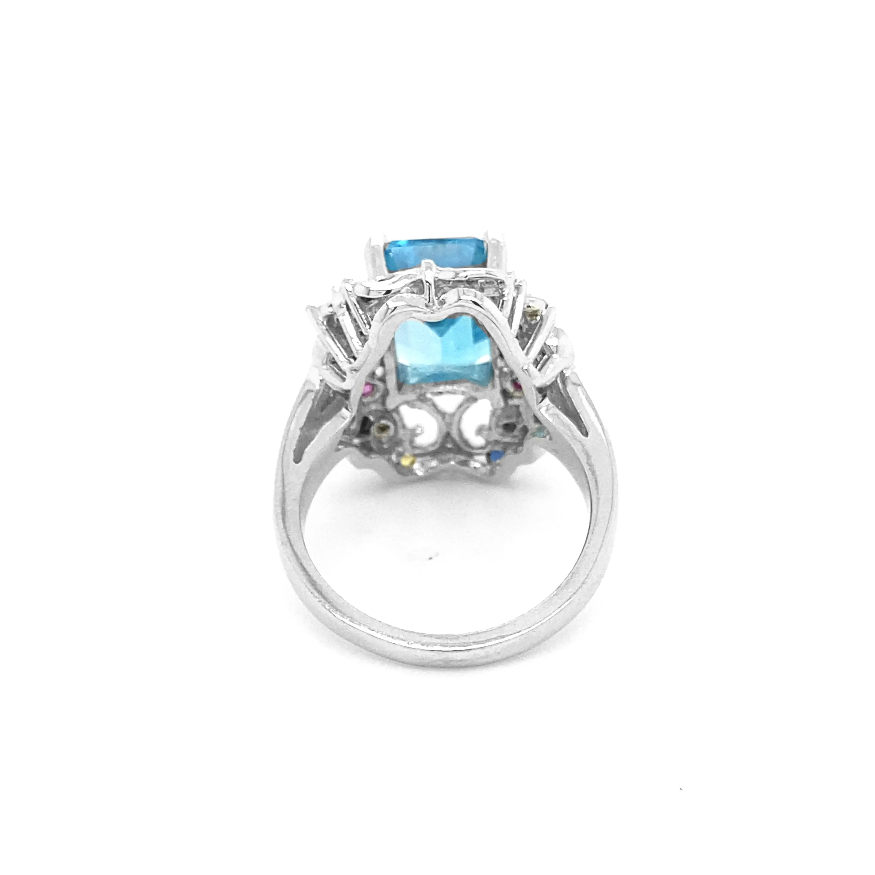 Blue Topaz White Gold Ring R003