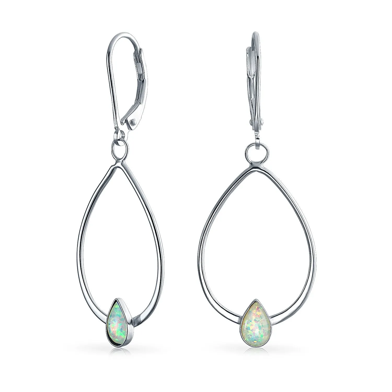 Boho Geometric Dangle Gemstone Earrings with Abalone Rainbow Accents in Sterling Silver