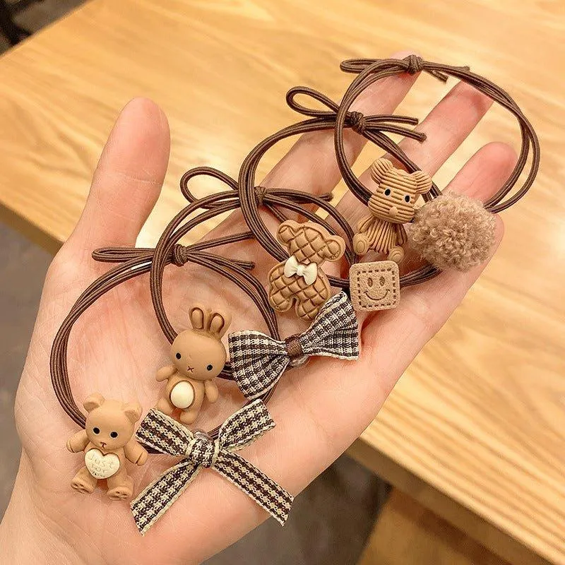 Brown Japanese Accessories Cute Animal Hair Rings Decorative Hair Rings AC-000013