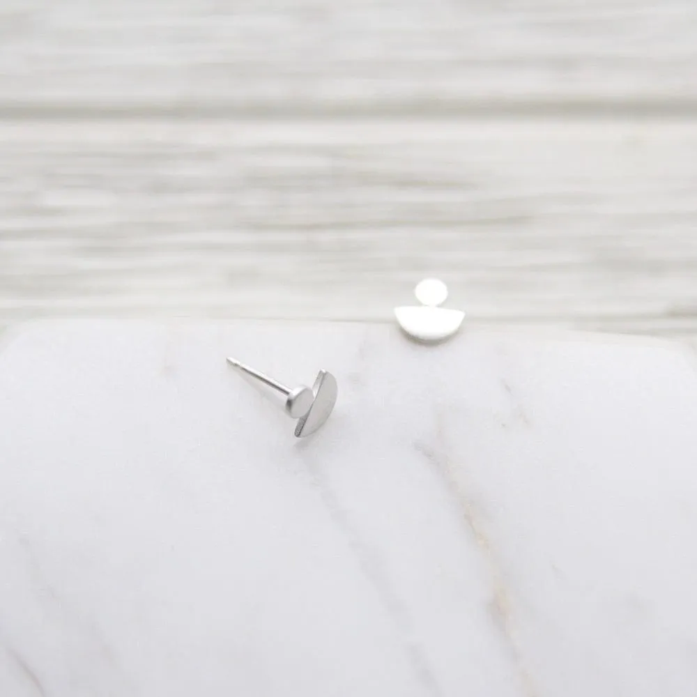 Brushed Sterling Silver Geo Stack Post Earrings