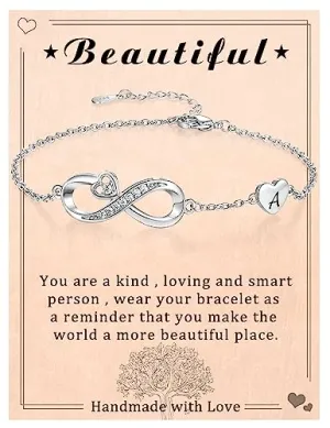 Btysun Gifts for Girlfriend Initial Infinity Bracelets for Women Teen Girls Letter O Heart Link Silver Bracelet Anniversary Birthday Gifts for Her Sister Daughter Jewelry