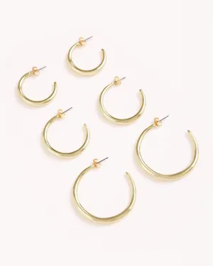 CARISSA EARRINGS 3 PACK - GOLD PLATED 18K