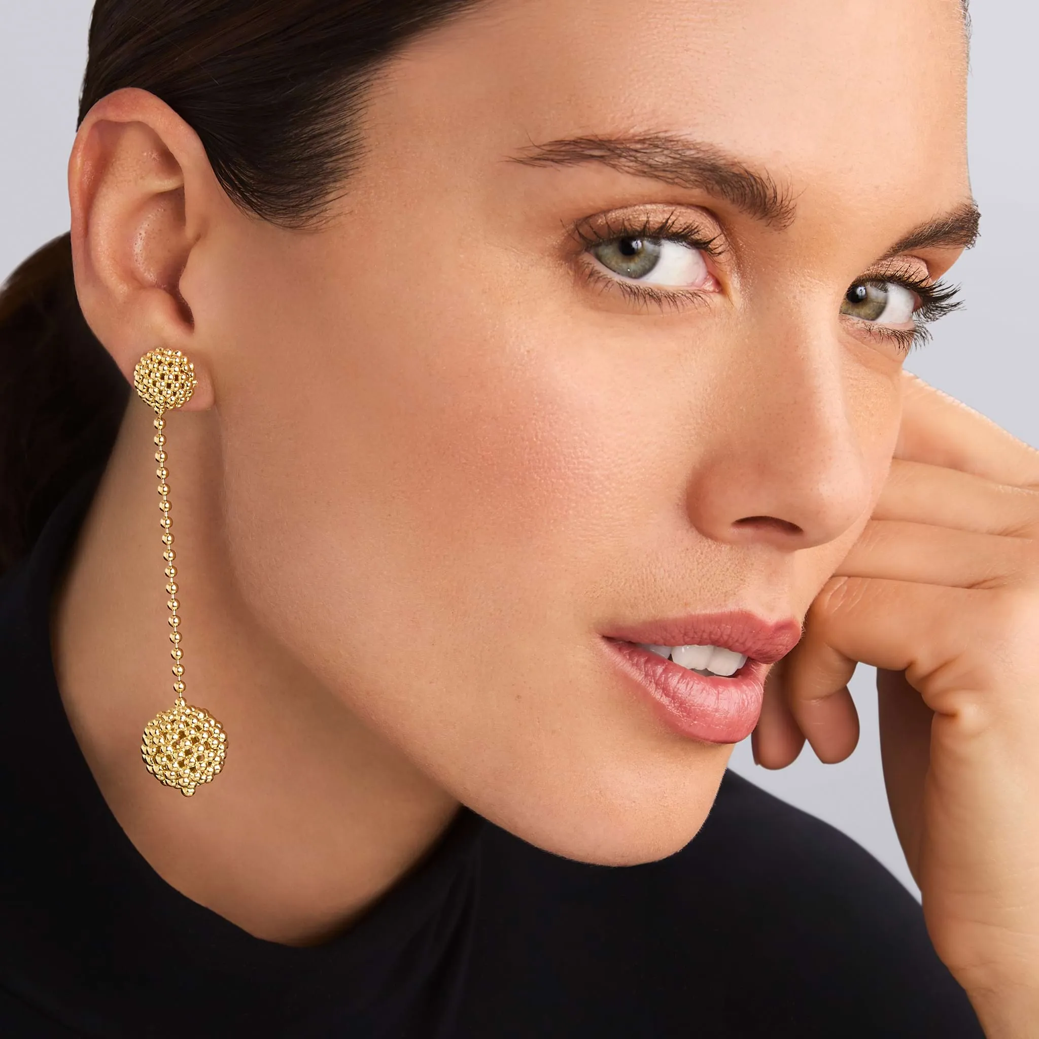 Caviar Gold 18K Gold Caviar Ball Drop Earrings