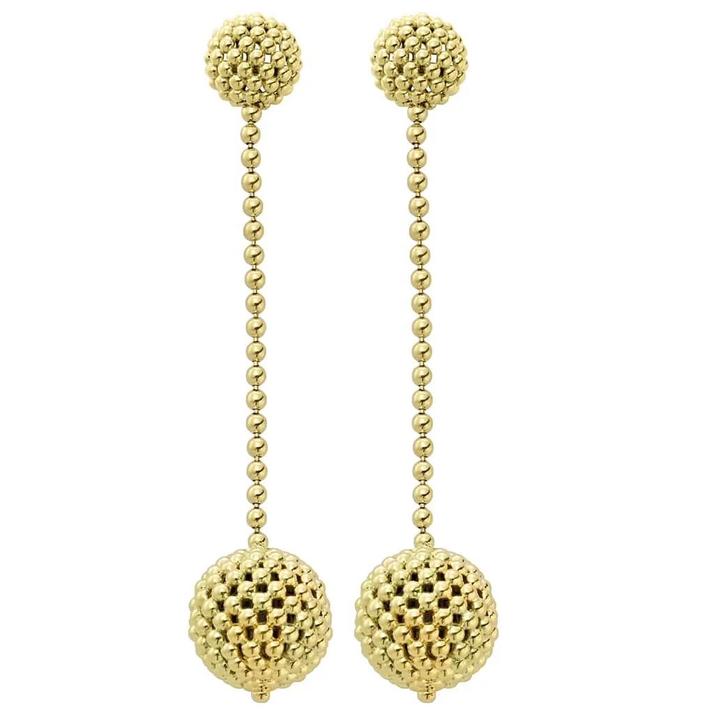 Caviar Gold 18K Gold Caviar Ball Drop Earrings