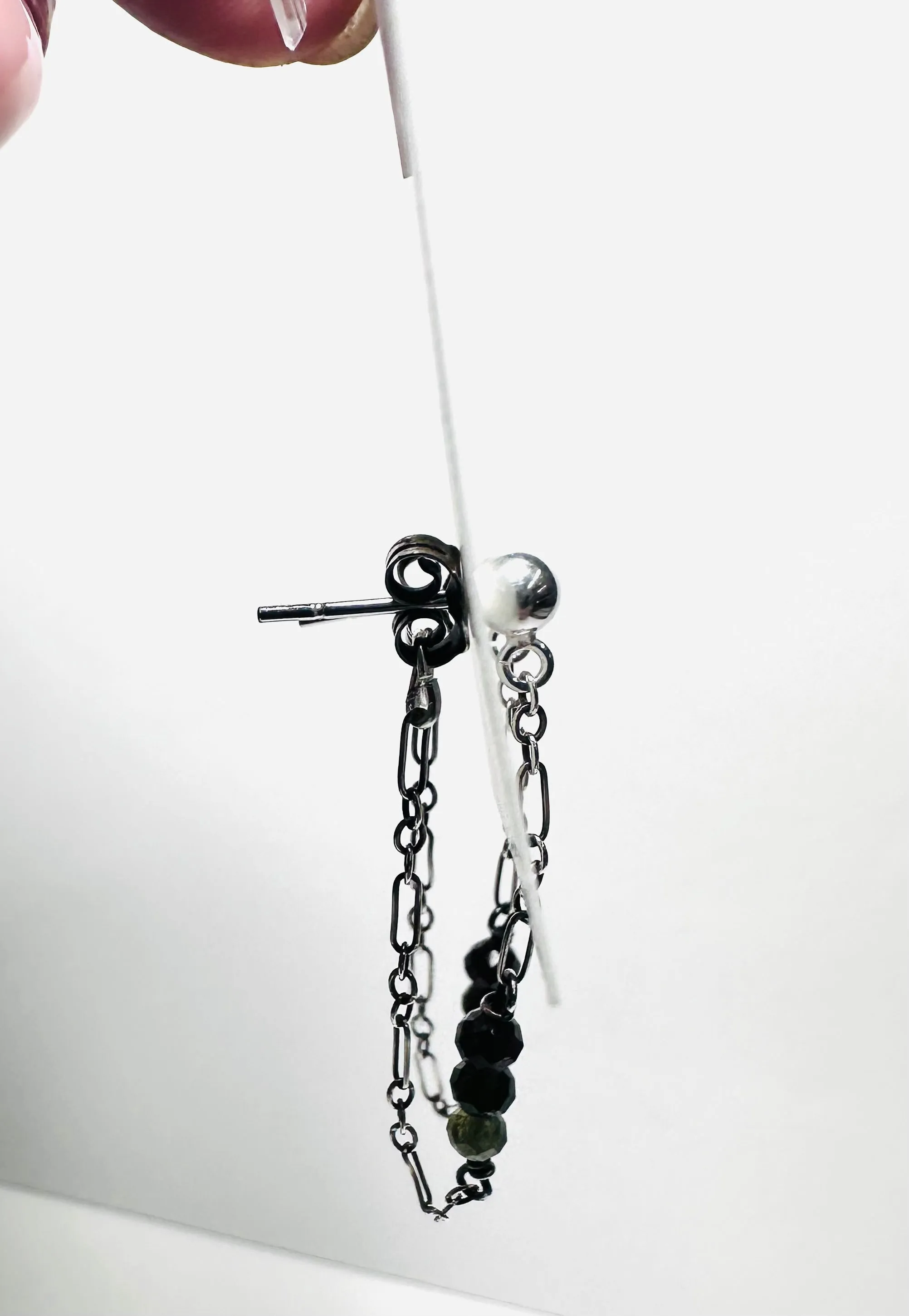 Chain Loop Earrings- Gemstone Earrings, Modern Chain Earrings