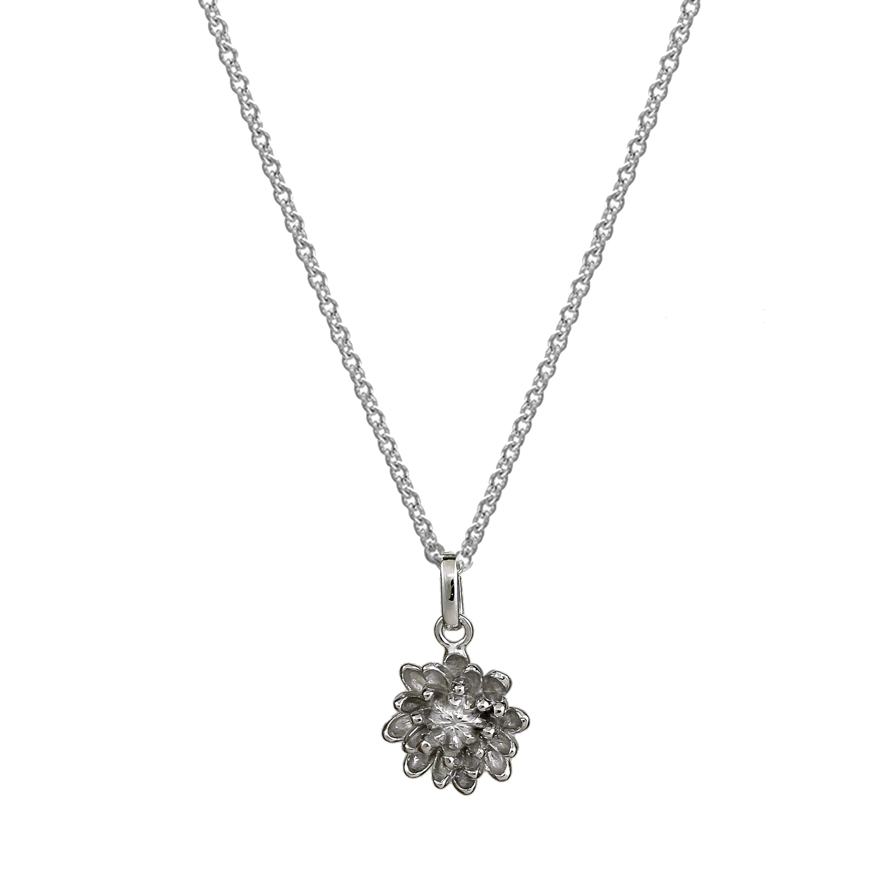 Chrysanthemum Flower Silver Necklace