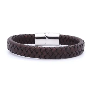 Classic Brown Braided Leather Bracelet