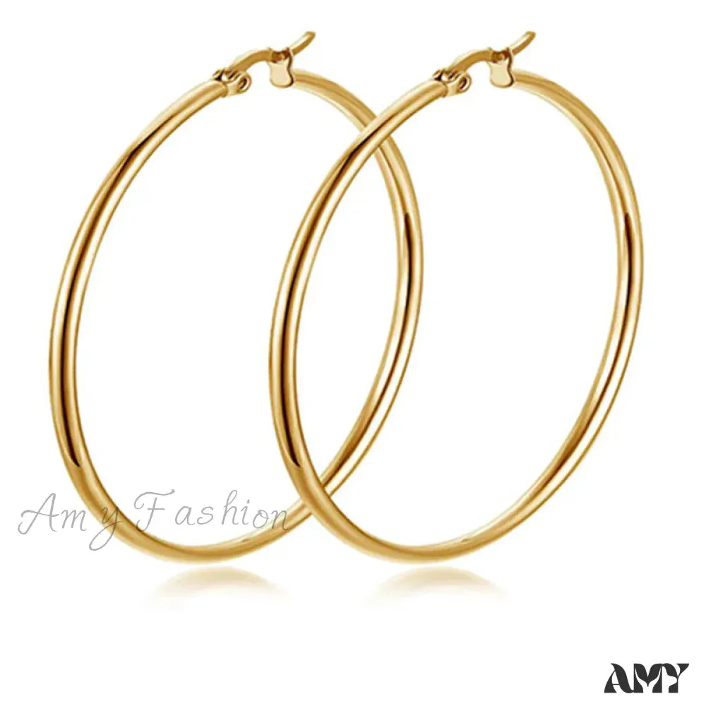 Classic Style Stainless Steel Simple Hoop Earrings