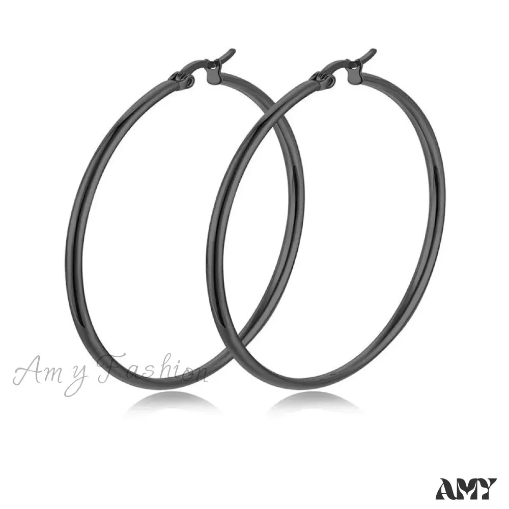 Classic Style Stainless Steel Simple Hoop Earrings