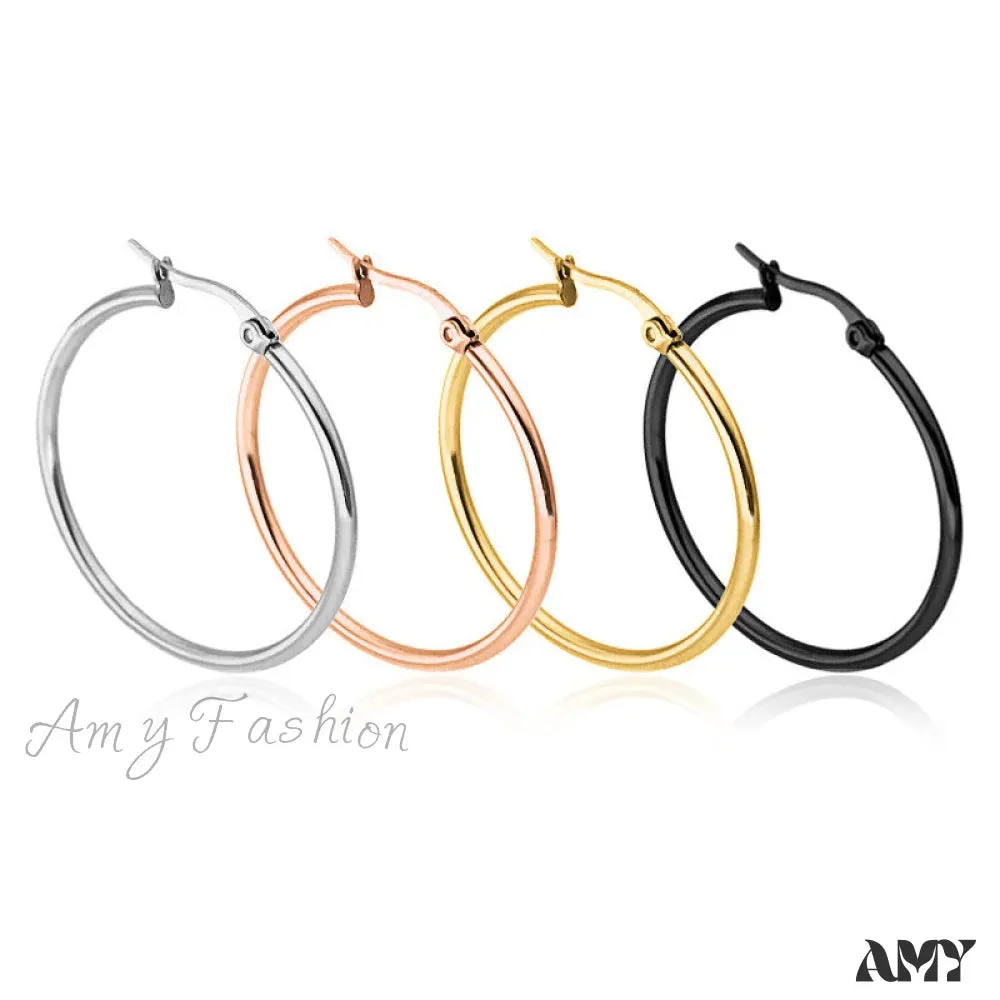 Classic Style Stainless Steel Simple Hoop Earrings