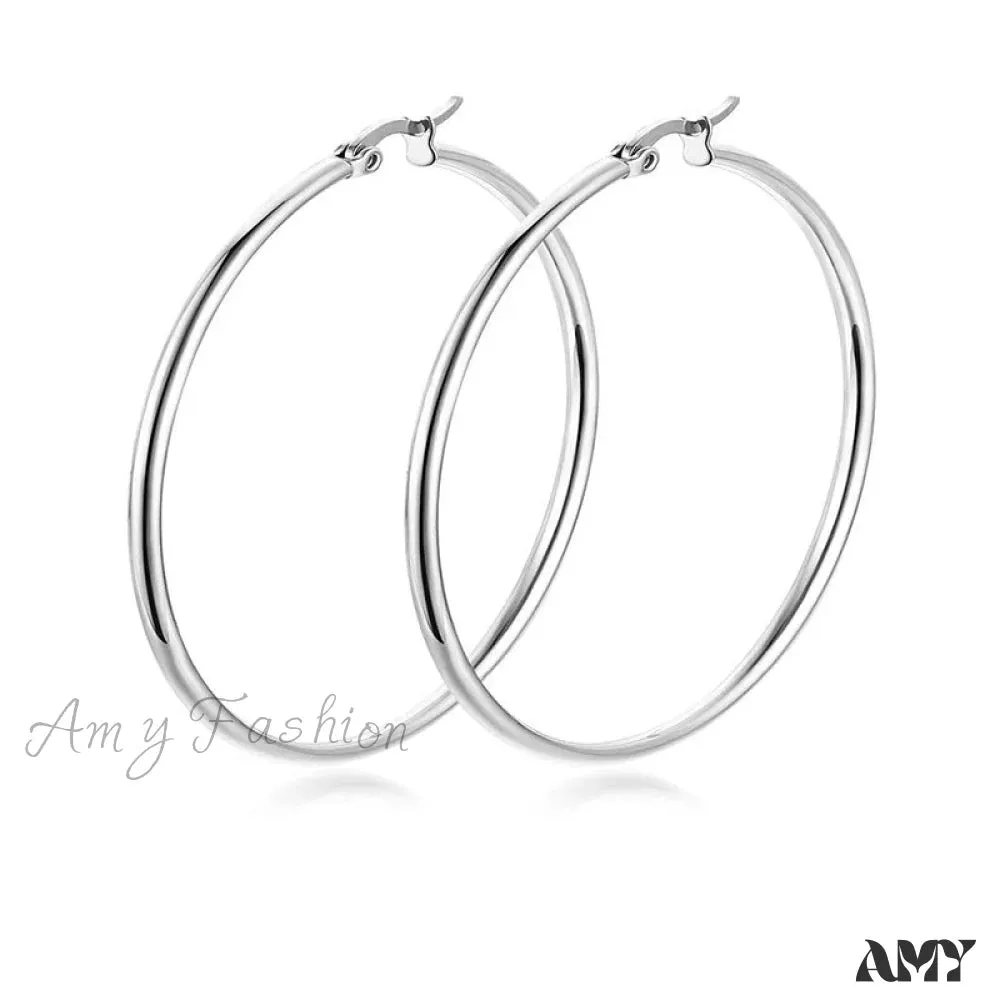 Classic Style Stainless Steel Simple Hoop Earrings