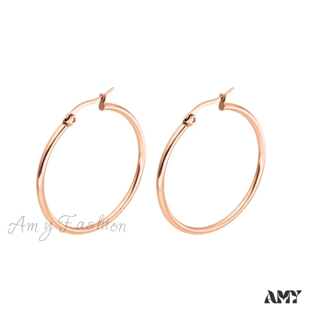 Classic Style Stainless Steel Simple Hoop Earrings