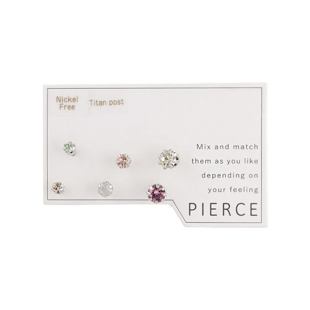 Color Stone Stud Earring Set