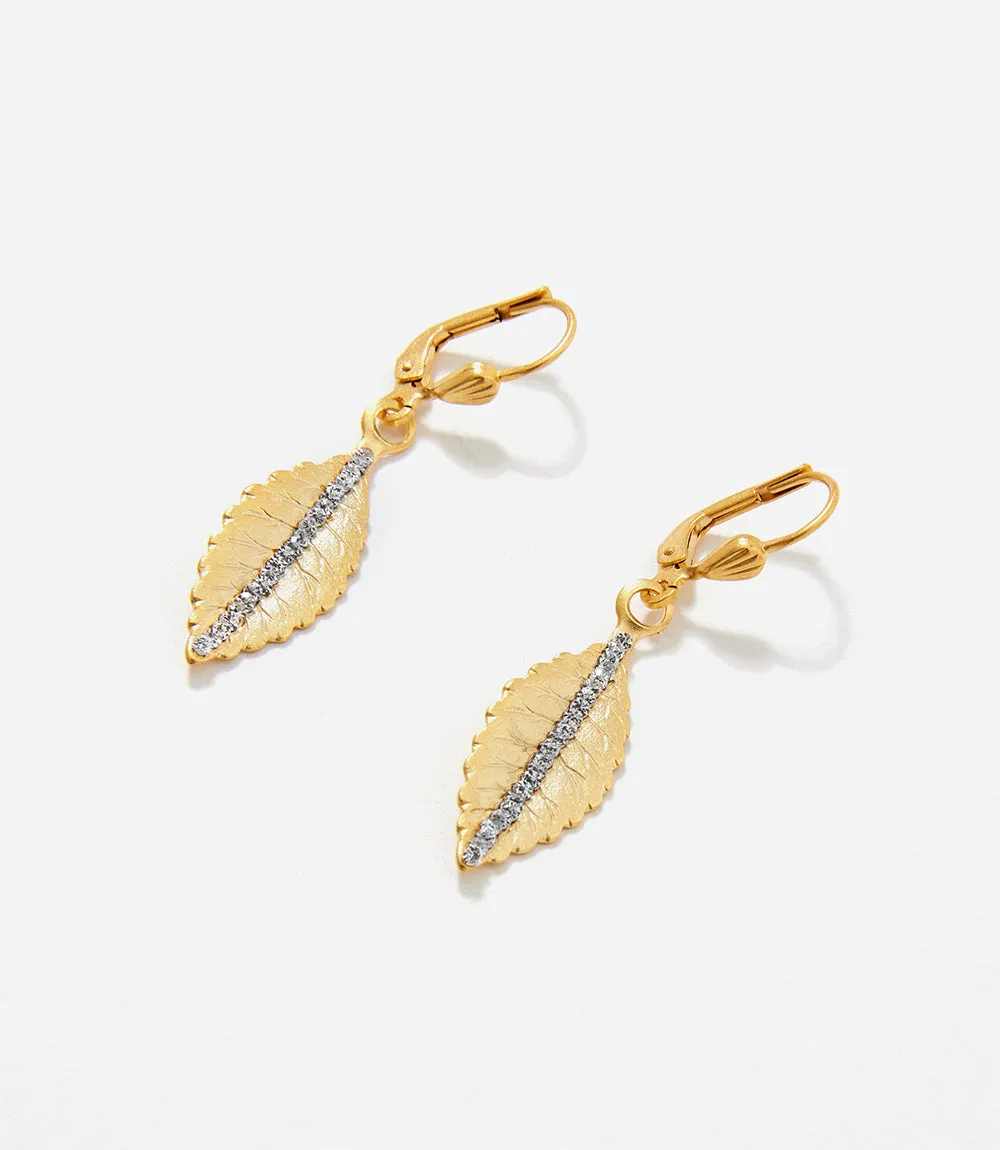 Crystal Leaf Earrings