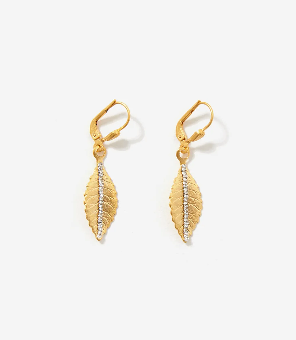 Crystal Leaf Earrings