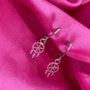 Dainty Silver Dreamcatcher Huggie Hoop Earrings