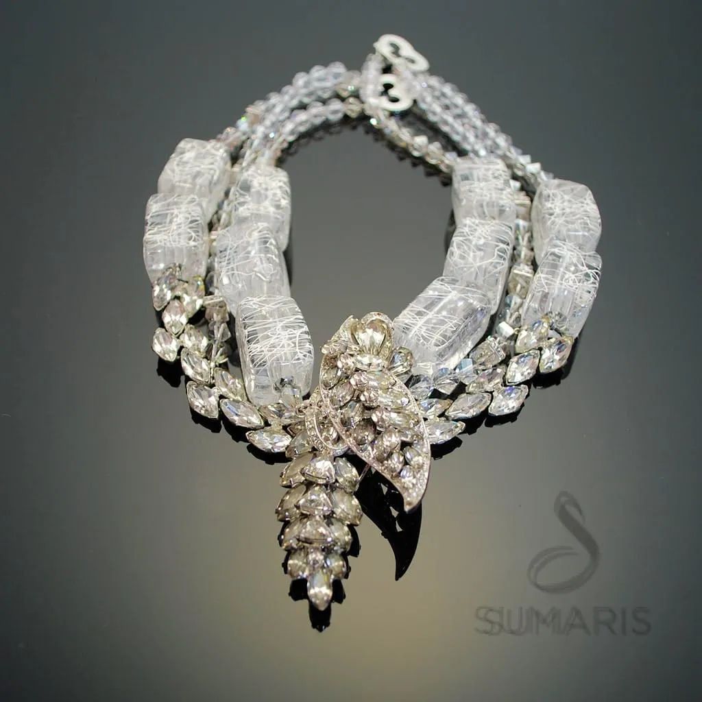 DIAMONDS AND ICE OOAK STATEMENT NECKLACE