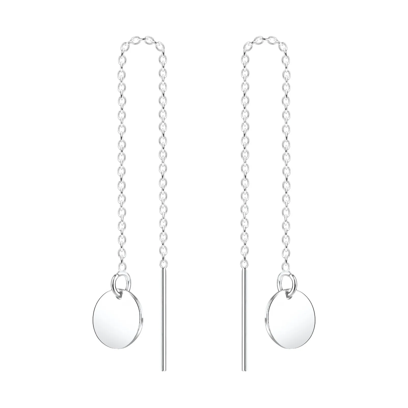 Disc Threader Chain Earrings