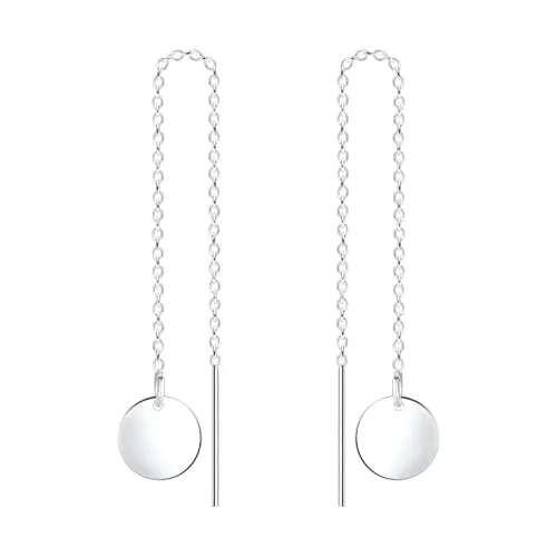 Disc Threader Chain Earrings