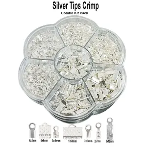 DIY Jewellery Making Metal Findings Tips Crimp Findings Beads Silver in Various Size