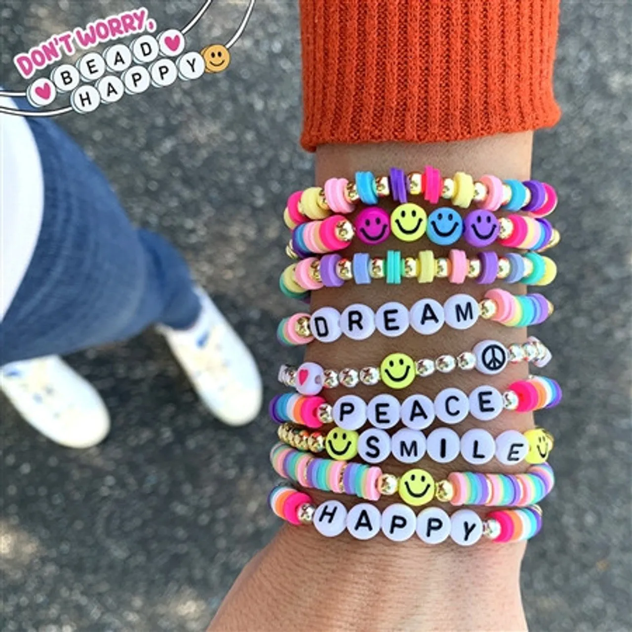 Don't Worry Bead Happy Stretch Bracelets