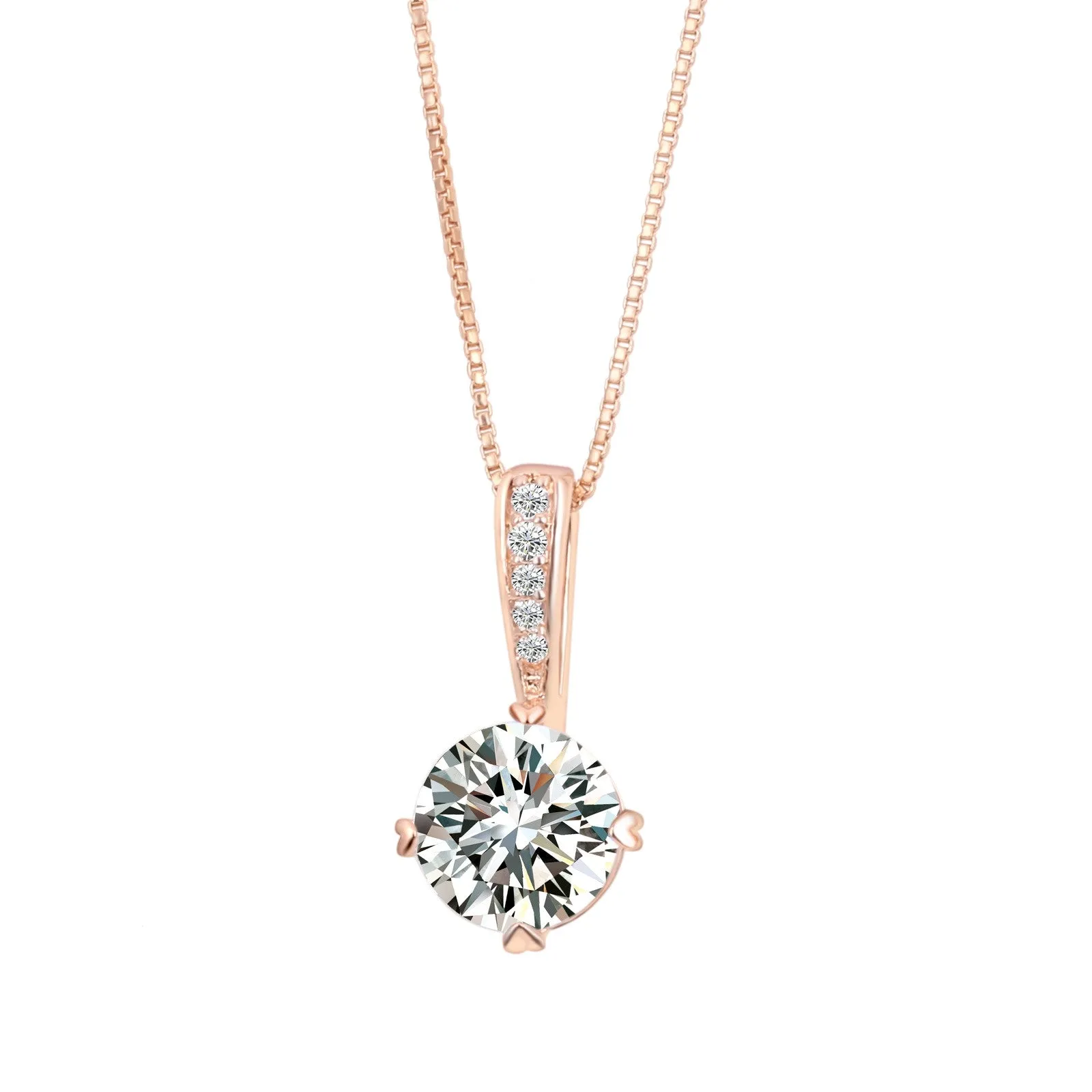 Double Fair OL AAA CZ Diamond Chain Necklaces & Pendants Rose Gold Plated Fashion Crystal Party/Wedding Jewelry For Women