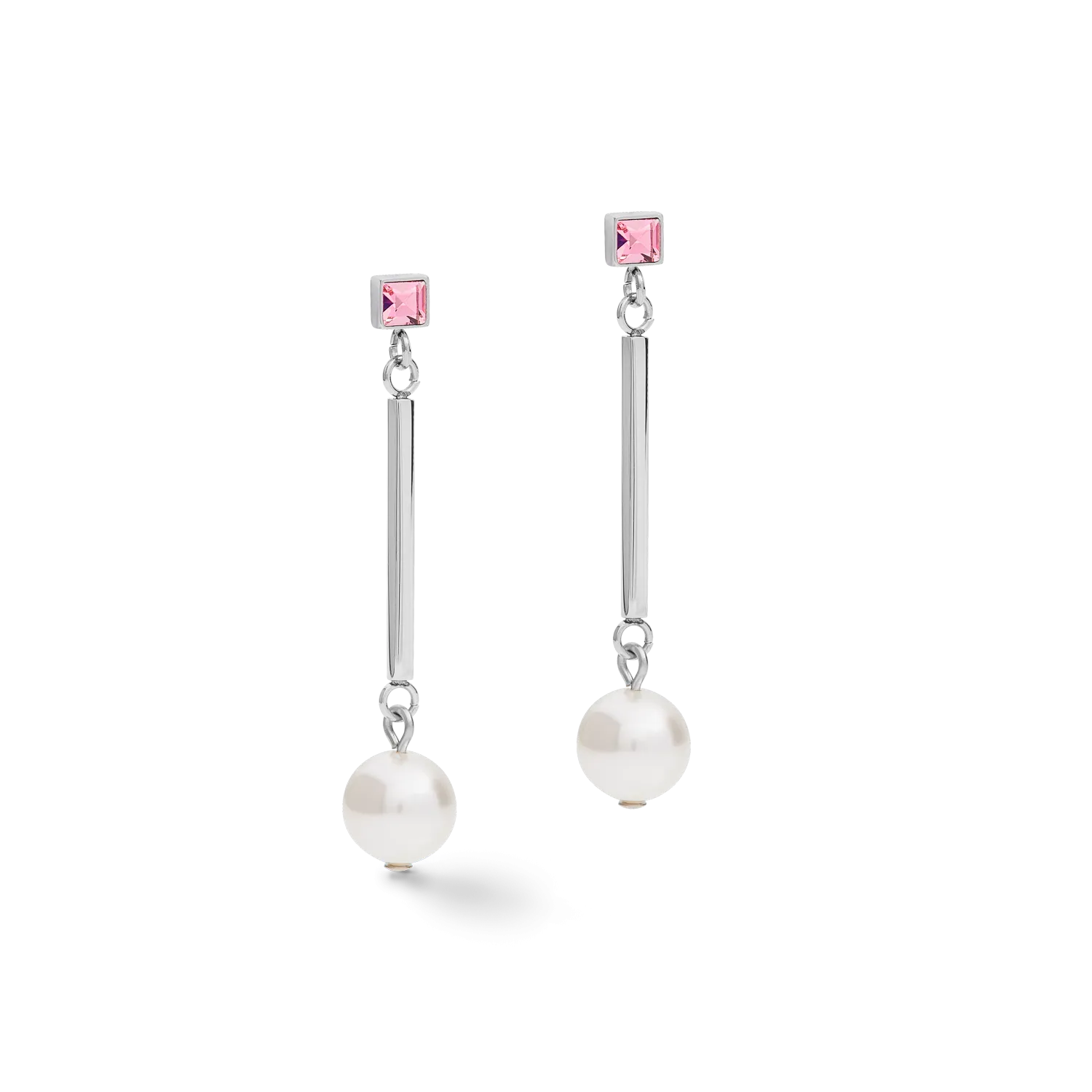 Earrings Crystal Pearls, Crystals & stainless steel silver-rose