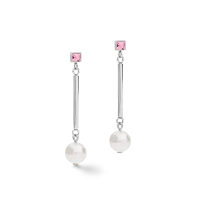 Earrings Crystal Pearls, Crystals & stainless steel silver-rose