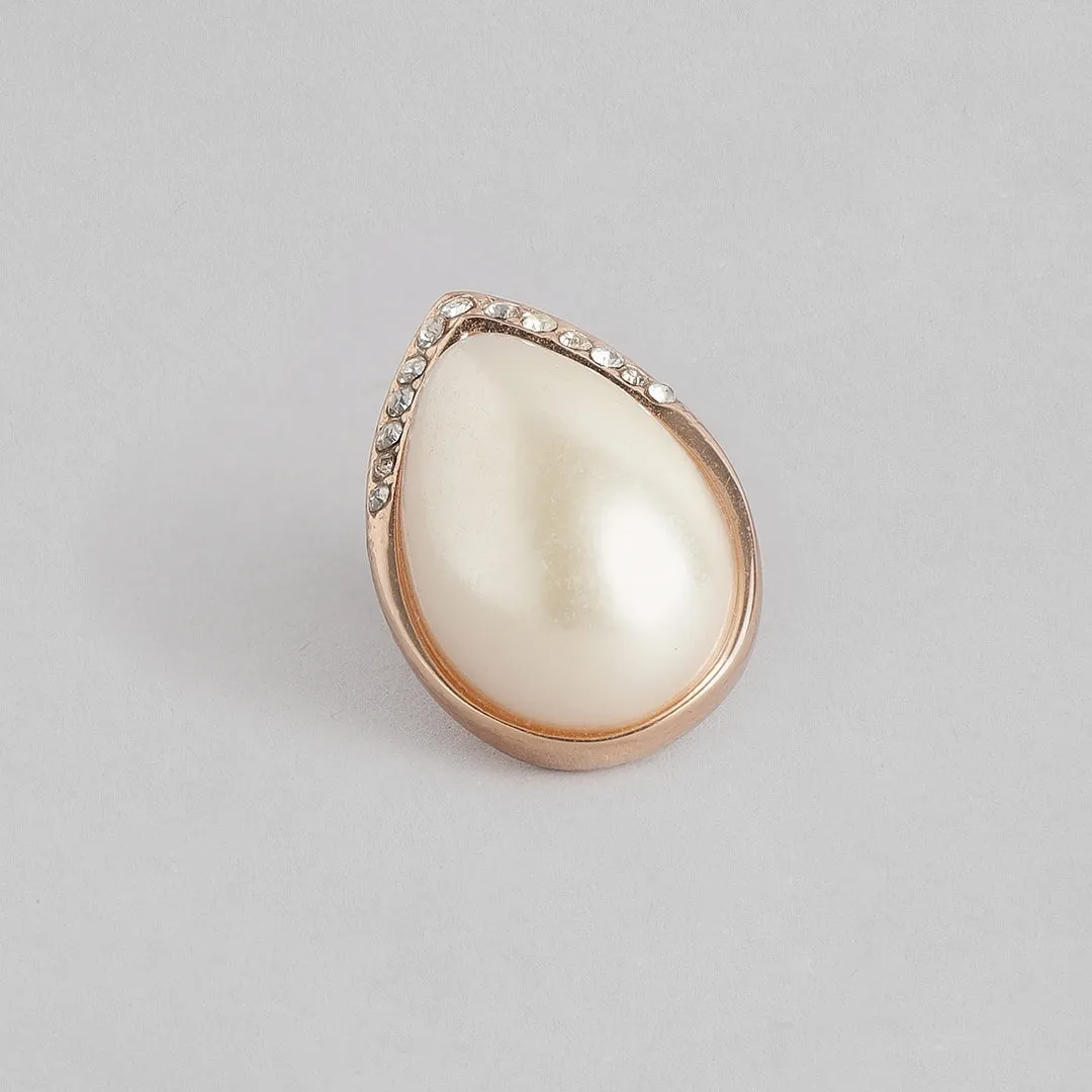 Estele Cream colour sophisticated real pearl drop studs for women