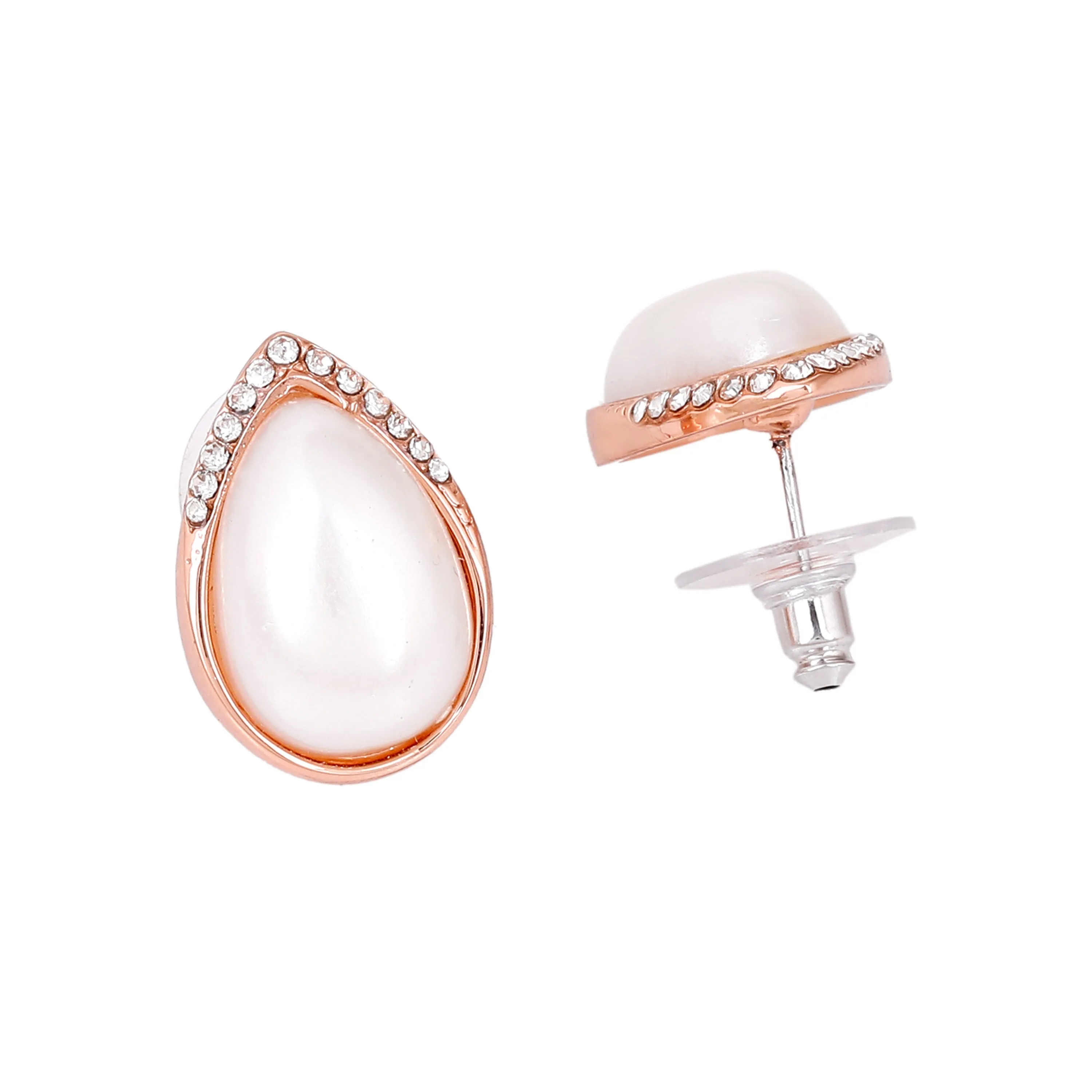 Estele Cream colour sophisticated real pearl drop studs for women