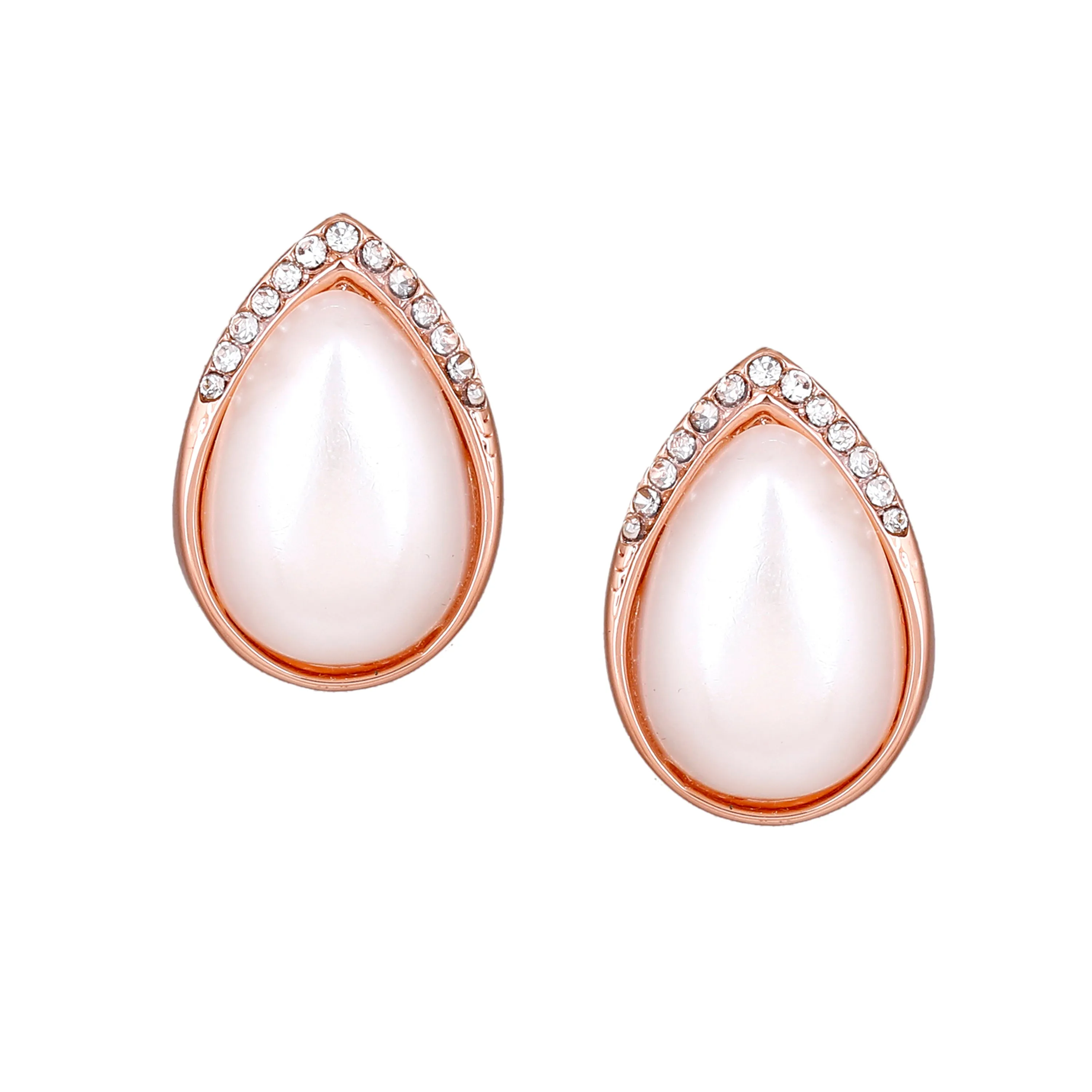 Estele Cream colour sophisticated real pearl drop studs for women