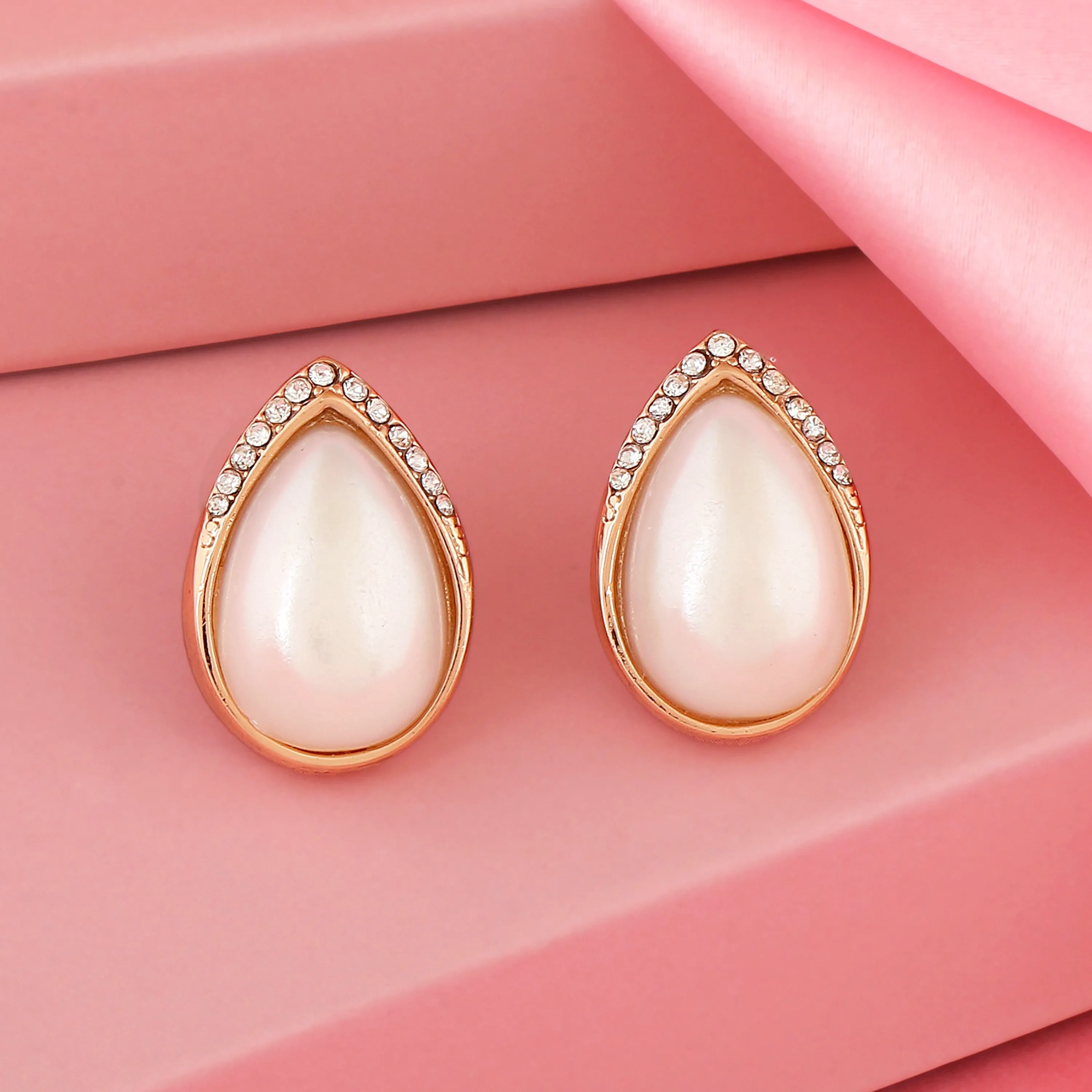 Estele Cream colour sophisticated real pearl drop studs for women