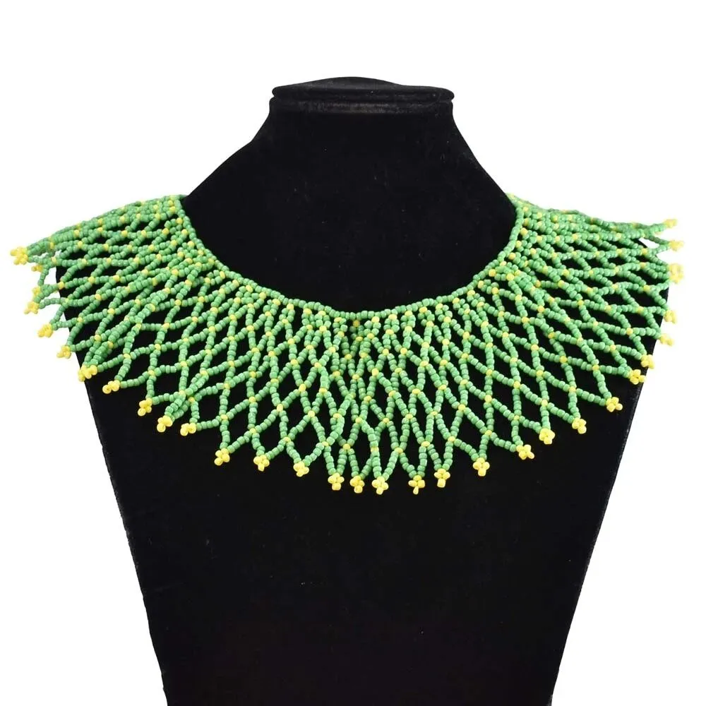 Ethnic African Big Chunky Bib Statement Choker - A Vibrant and Multicolored Beaded Necklace Perfect for Women