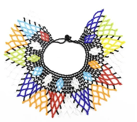 Ethnic African Big Chunky Bib Statement Choker - A Vibrant and Multicolored Beaded Necklace Perfect for Women