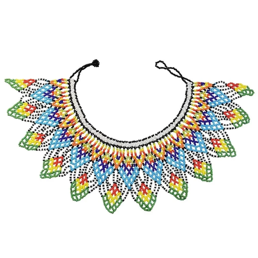 Ethnic African Big Chunky Bib Statement Choker - A Vibrant and Multicolored Beaded Necklace Perfect for Women