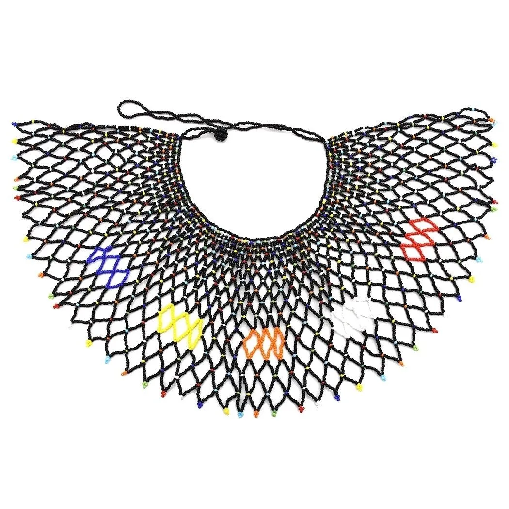 Ethnic African Big Chunky Bib Statement Choker - A Vibrant and Multicolored Beaded Necklace Perfect for Women