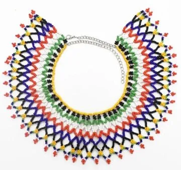 Ethnic African Big Chunky Bib Statement Choker - A Vibrant and Multicolored Beaded Necklace Perfect for Women