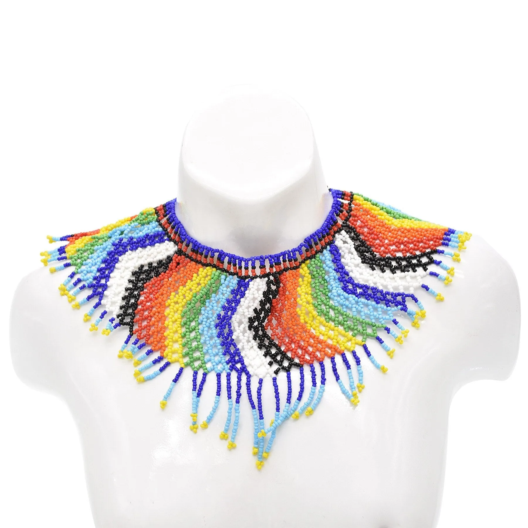 Ethnic African Big Chunky Bib Statement Choker - A Vibrant and Multicolored Beaded Necklace Perfect for Women