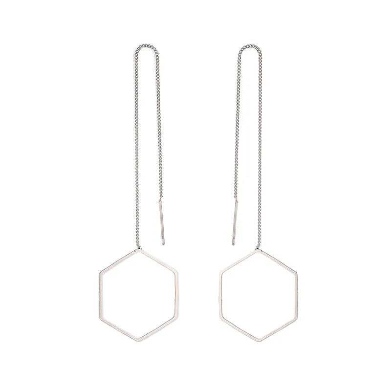 European Simple Love Triangle Hexagonal Ear Line