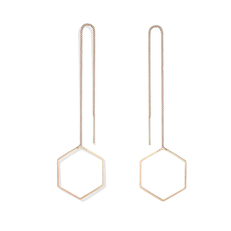 European Simple Love Triangle Hexagonal Ear Line